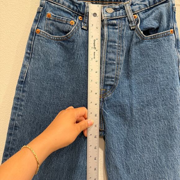 Levi’s Women’s W26 L27 Ribcage Straight Ankle Georgie High Rise Retro Jeans - Picture 6 of 9